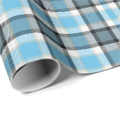 Plaid Tartan blauw wit patroon Cadeaupapier (Rol Hoek)