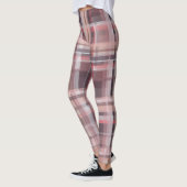 Plaid tartan bordeauxrode perzik roze strepen leggings (Links)
