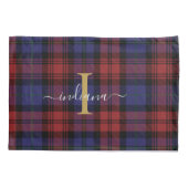 Plaid Tartan Check Monogram Aangepast Kussensloop (Achterkant)