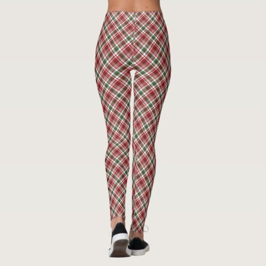 Plaid Tartan Christmas Red & Green Holiday Comfort Leggings (Achterkant)