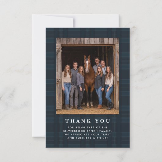 Plaid Tartan Equestrian Barn Ranch Business Bedankkaart (Voorkant)