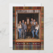 Plaid Tartan Equestrian Barn Ranch Christmas Feestdagenkaart (Voorkant)