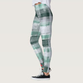 Plaid tartan groen wit monogram rood feestelijk leggings (Links)