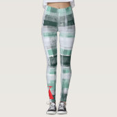 Plaid tartan groen wit monogram rood feestelijk leggings (Voorkant)