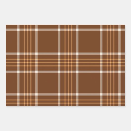 Plaid tartan Herfst Bruin en beige Patroon Inpakpapier Vel (Voorkant 3)