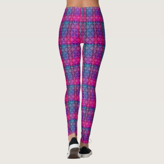 Plaid Tartan Pink Purple Teal Neon Leggings (Achterkant)