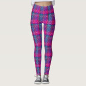 Plaid Tartan Pink Purple Teal Neon Leggings (Voorkant)