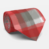 Plaid tartan rood grijs taupe abstracte controle stropdas (Opgerold)