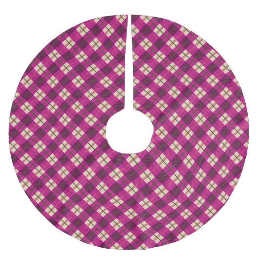 Plaid Tartan Roze Paarse geruit Kerstboom Rok (Voorkant)