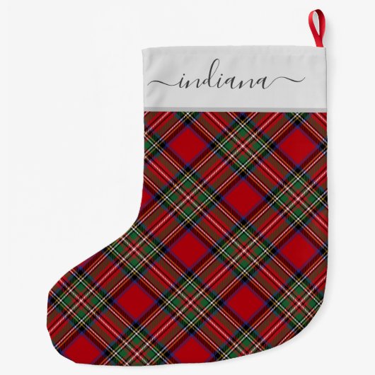 Plaid Tartan Stewart Red Green Rustic Grote Kerstsok (Achterkant)