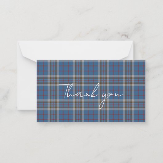 Plaid Tartan Thompson Rustic Thank You Notitiekaartje (Voorkant)