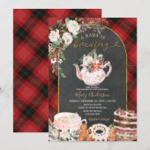 Plaid Tea Party Baby brouwt winterse Baby shower Kaart (Voorkant / Achterkant)