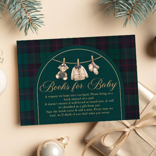 Plaid Teddy Bear Baby Shower bookbook for baby Informatiekaartje