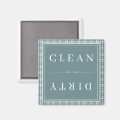 Plaid Teel Blauw Schoon of Vuile Vaatwasser Magneet (Voorkant / Achterkant)