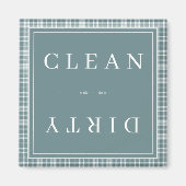 Plaid Teel Blauw Schoon of Vuile Vaatwasser Magneet (Voorkant)