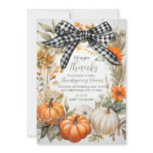 Plaid Thanksgiving Dinner Party Uitnodiging