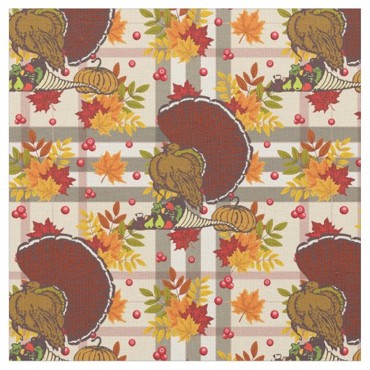 plaid Thanksgiving kalkoenen Stof (Close Up)