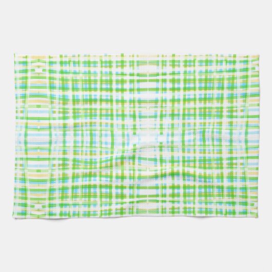 Plaid Theehanddoek In Blues en Groenen Theedoek (Horizontaal)