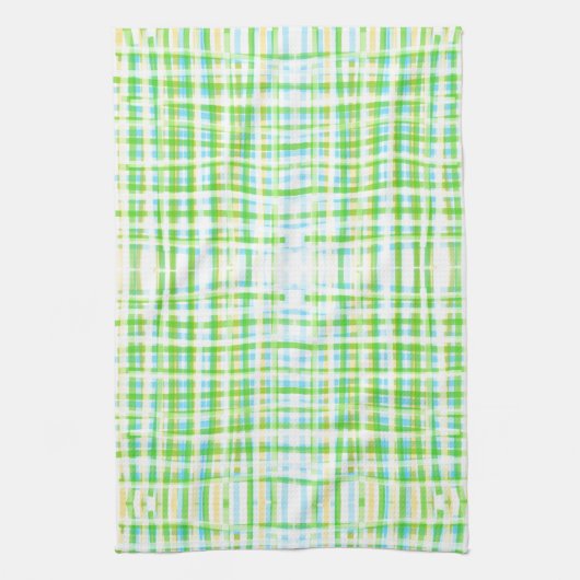 Plaid Theehanddoek In Blues en Groenen Theedoek (Verticaal)
