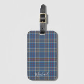 Plaid Thompson Clan Blauw Grijs Check Custom Tarta Bagagelabel (Voorkant (verticaal))