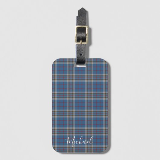 Plaid Thompson Clan Blauw Grijs Check Custom Tarta Bagagelabel (Voorkant (verticaal))