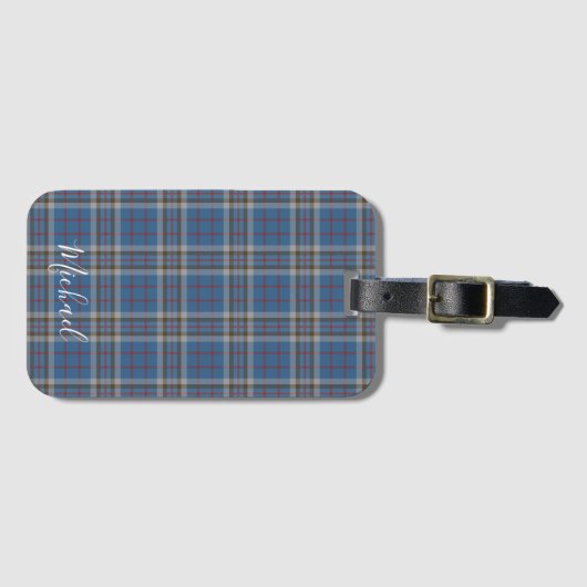 Plaid Thompson Clan Blauw Grijs Check Custom Tarta Bagagelabel (Voorkant (horizontaal))