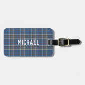 Plaid Thompson Clan Blue Grey Check Custom Tartan Bagagelabel (Voorkant horizontaal)
