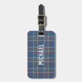 Plaid Thompson Clan Blue Grey Check Custom Tartan Bagagelabel (Voorkant verticaal)