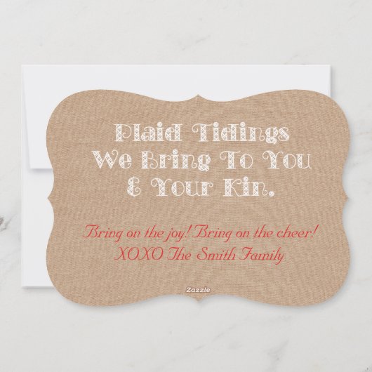 Plaid Tidings Holiday Kaart (Achterkant)