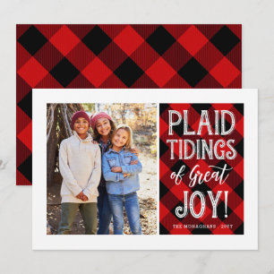 Plaid Tidings   Rood   Foto Feestdagenkaart