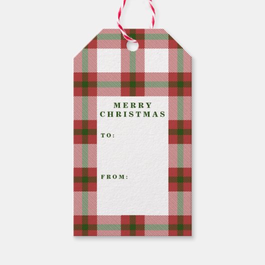 Plaid Tidings Traditionele Kerstvakantie Cadeaulabel (Voorkant)