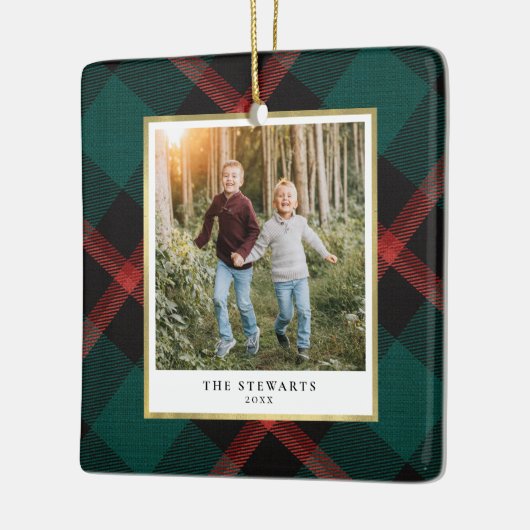 Plaid Traditie Foto Keramisch Ornament (Links)