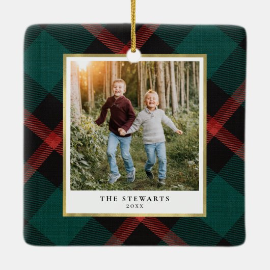 Plaid Traditie Foto Keramisch Ornament (Achterkant)