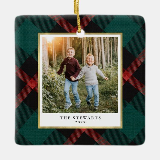 Plaid Traditie Foto Keramisch Ornament (Voorkant)