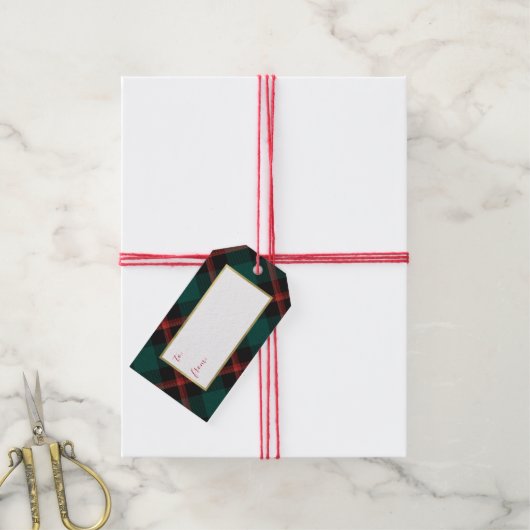 Plaid traditie Kerstmis Cadeaulabel (Met Touw)