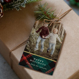 Plaid Traditie Kerstmis Foto Cadeaulabel