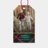 Plaid Traditie Kerstmis Foto Cadeaulabel (Voorkant)