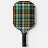 Plaid Turquoise Grijs Geel Sinaasappel MInt Groen Pickleball Paddle (Voorkant)