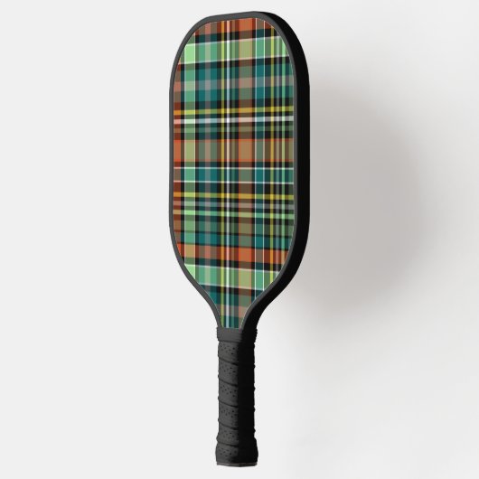 Plaid Turquoise Grijs Geel Sinaasappel MInt Groen Pickleball Paddle (Links)