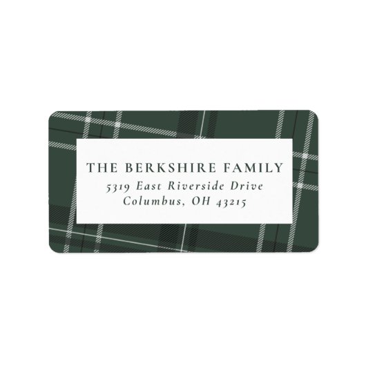 Plaid vakantie groen retouradres sticker (Voorkant)