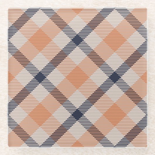 Plaid Vakantie Herfst Herfst Thanksgiving Oogst Le Glazen Onderzetter (Voorkant)