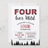 Plaid Vierde Verjaardag Uitnodiging Vier Ooit Wild (Voorkant)