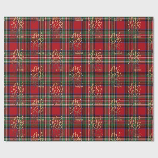 Plaid Vrolijk en Helder Kerstmis Stewart Tartan Cadeaupapier (Vlak)