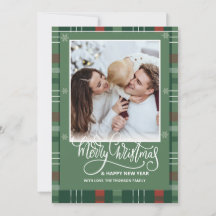 Plaid vrolijk kerst overlay foto witte script