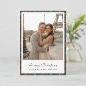 Plaid Vrolijk Kerstfeest Pas getrouwd Foto Vakanti Feestdagenkaart (Staand voorkant)