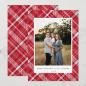 Plaid Vrolijk Kerstrood Feestdagenkaart (Voorkant / Achterkant)