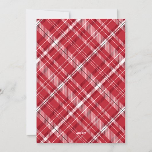 Plaid Vrolijk Kerstrood Feestdagenkaart (Achterkant)