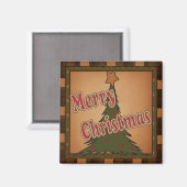 Plaid Vrolijke Kerstboom Gift Magnet (Voorkant / Achterkant)