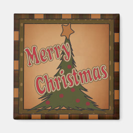 Plaid Vrolijke Kerstboom Gift Magnet