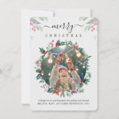 Plaid Vrolijke Kerstmis Familie Foto Mistletoe Notitiekaartje (Voorkant)